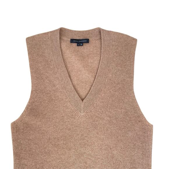 Skull Cashmere Ribbed V-Neck Sleeveless Knit Sweater Size L - Picture 5 of 8